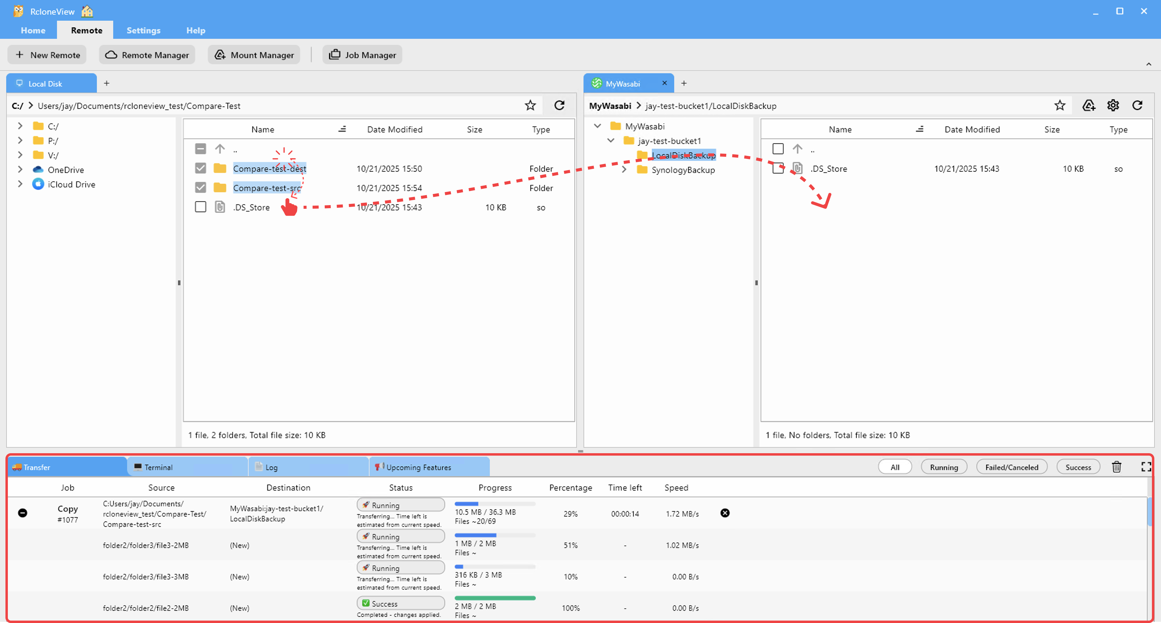 Wasabi Transfer Setup