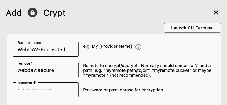 Create encrypted remote in RcloneView