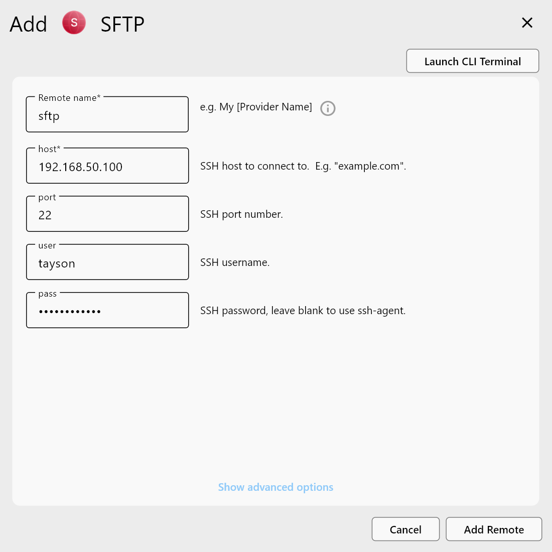 Add SFTP Remote