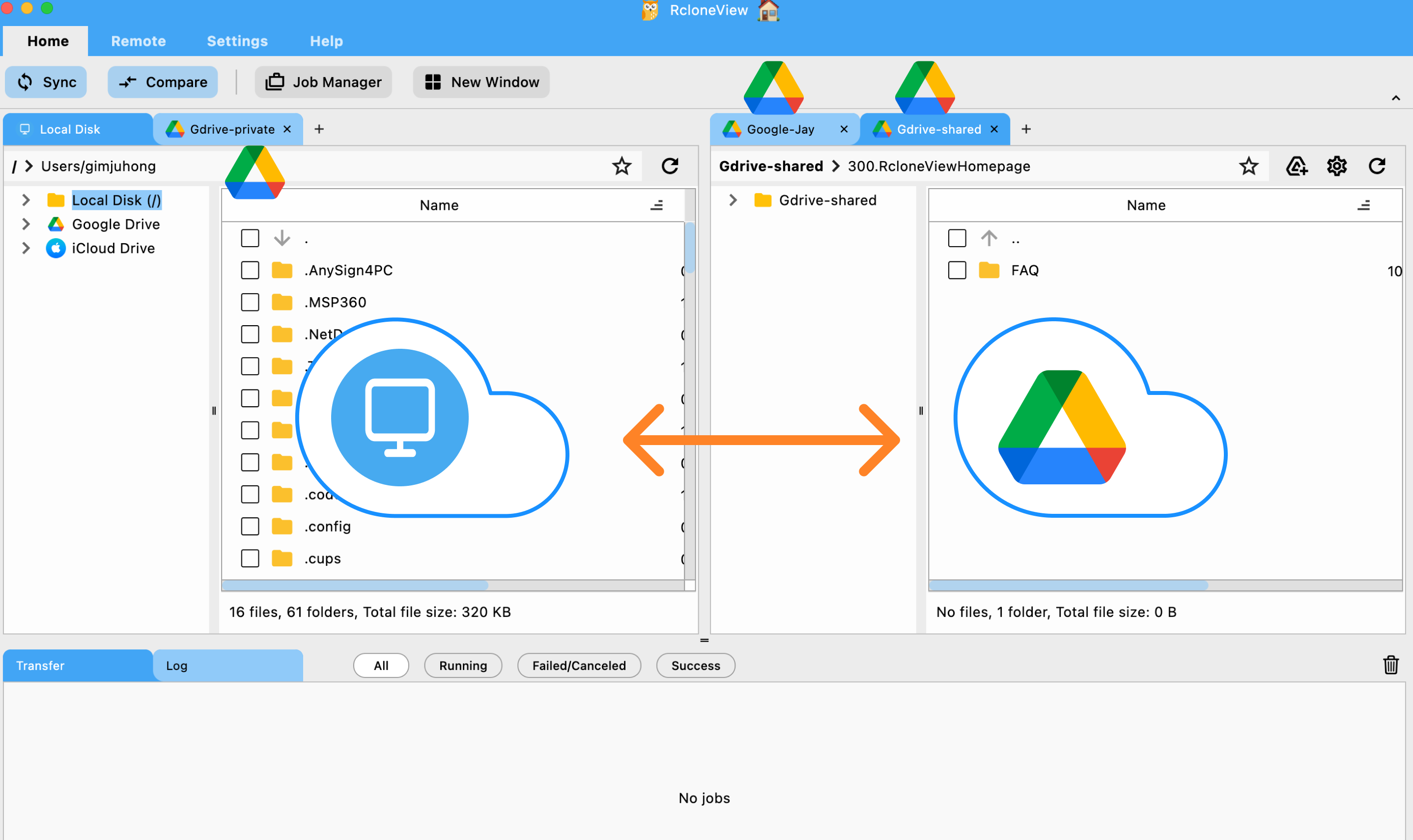 Browse clouds side-by-side in RcloneView