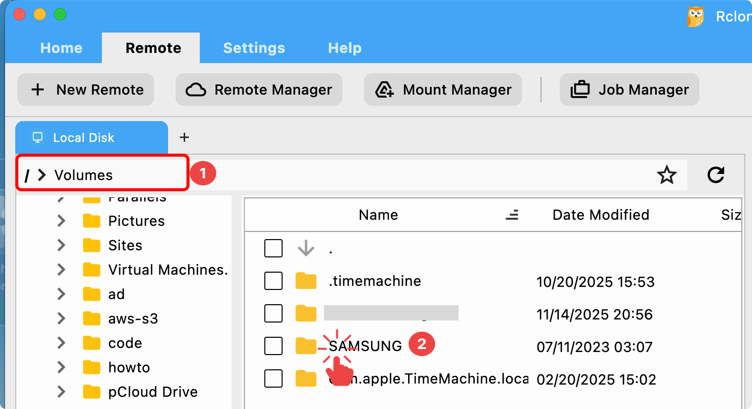 browse volumes in mac system