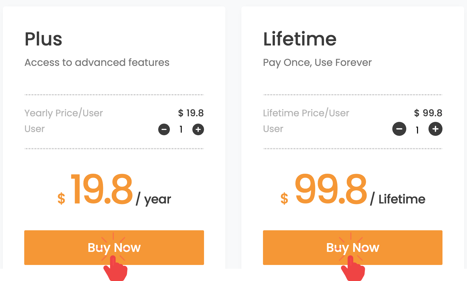 click buy now buttons