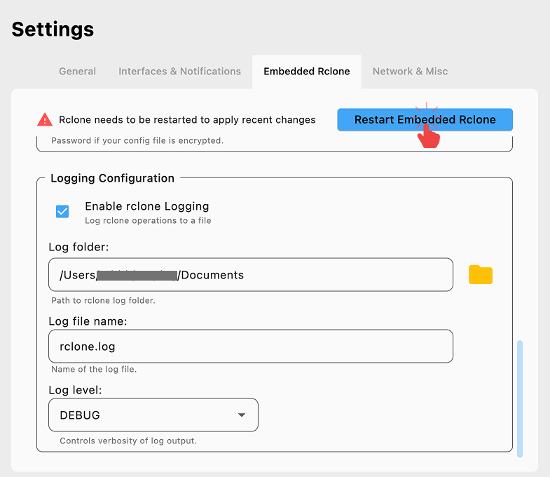 setting for collecting log file