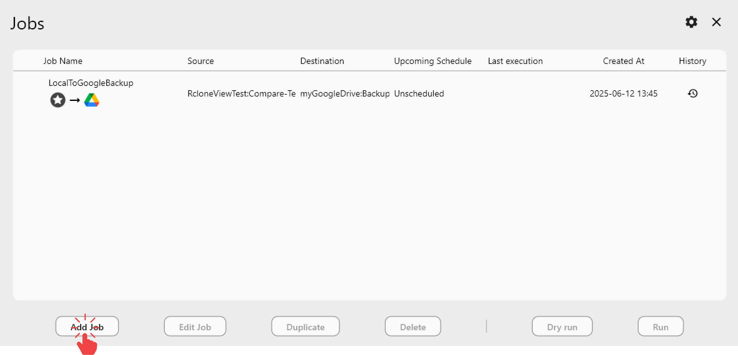 add job in job manager