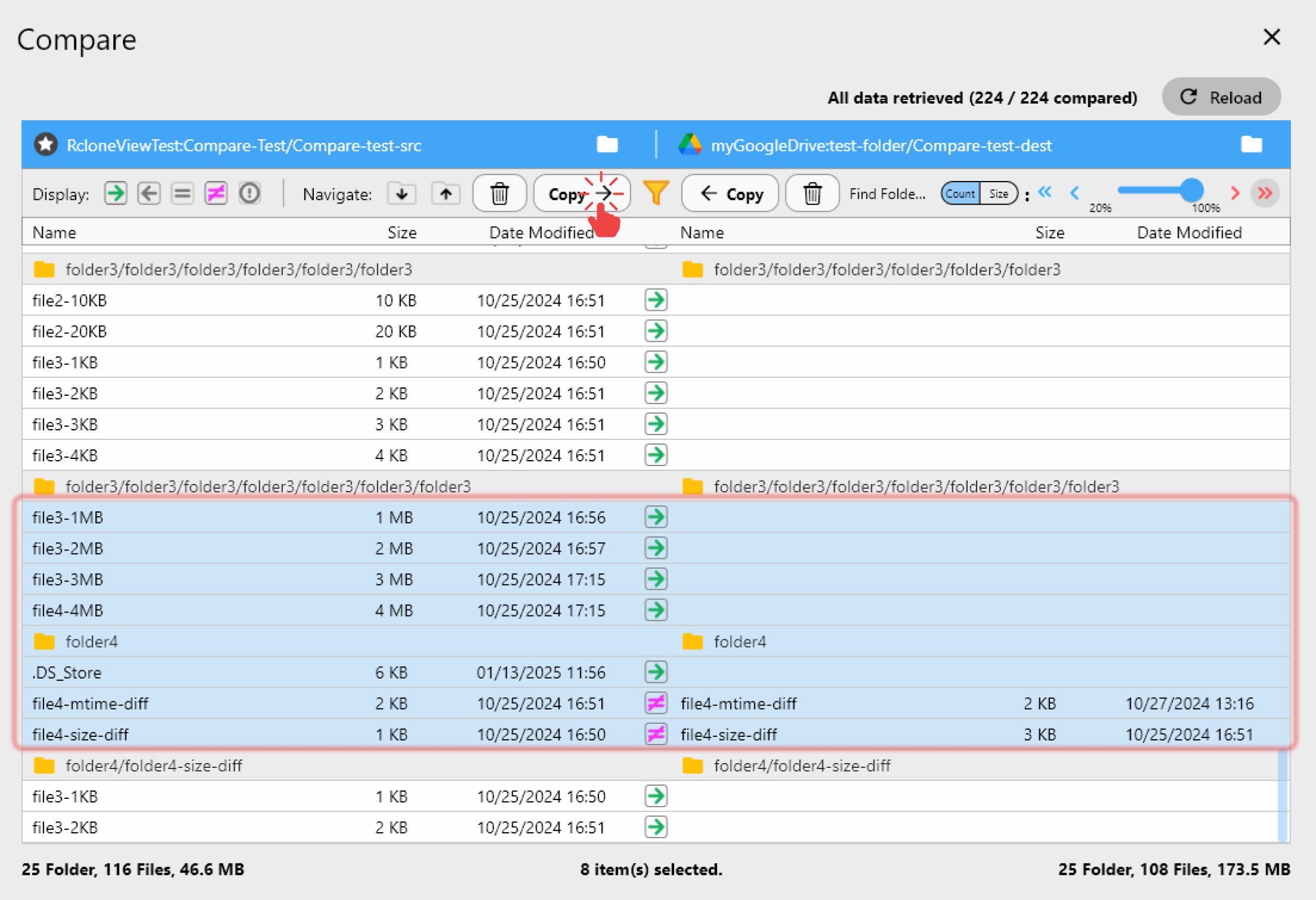 Compare and copy operation