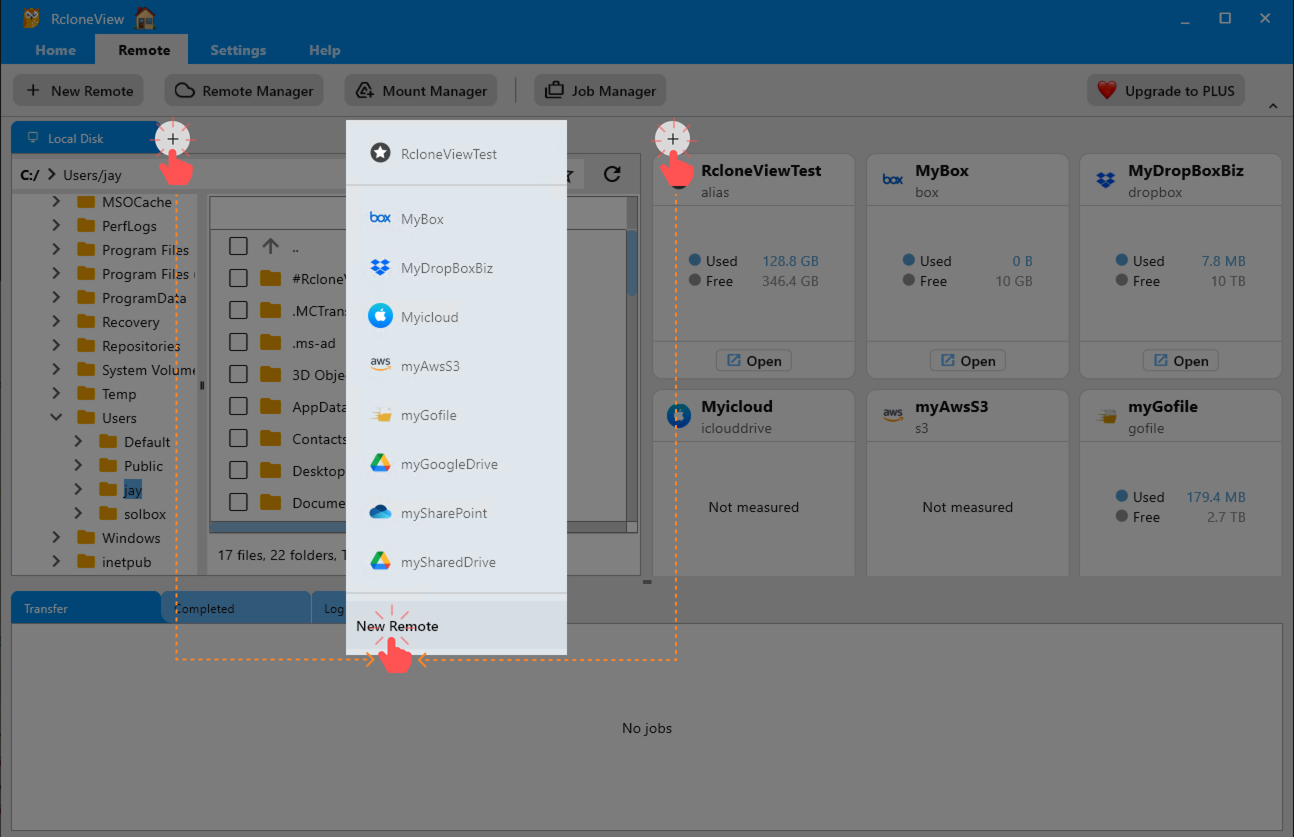create remote by plus button