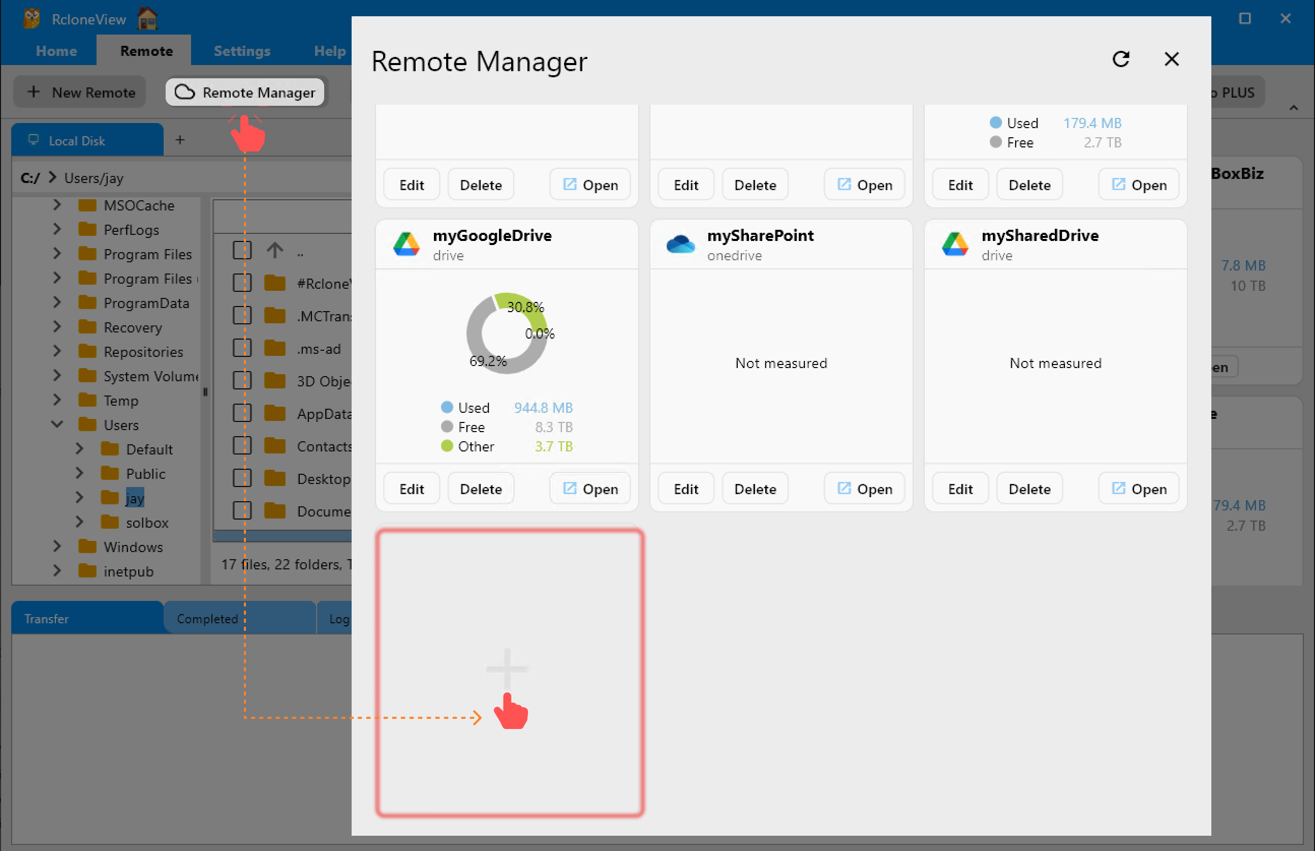 Create remote from Remote Manager