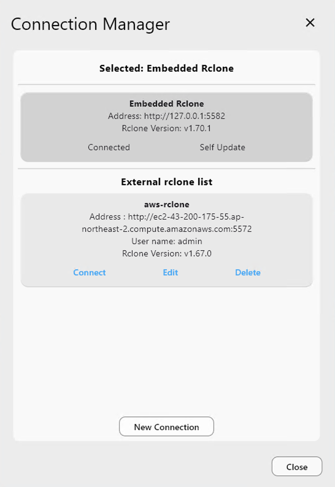 External rclone added