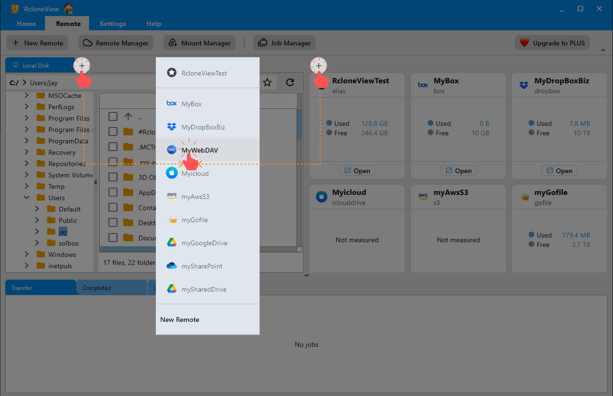 open remote by plus button
