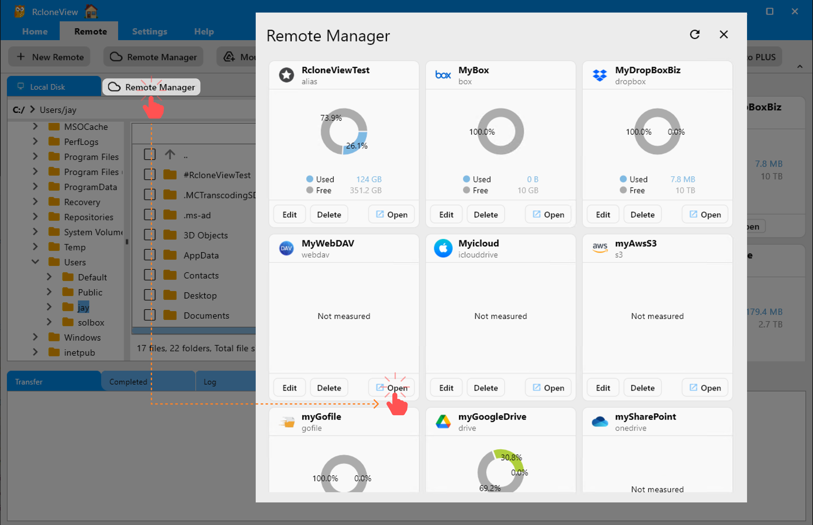 open remote by remote manager