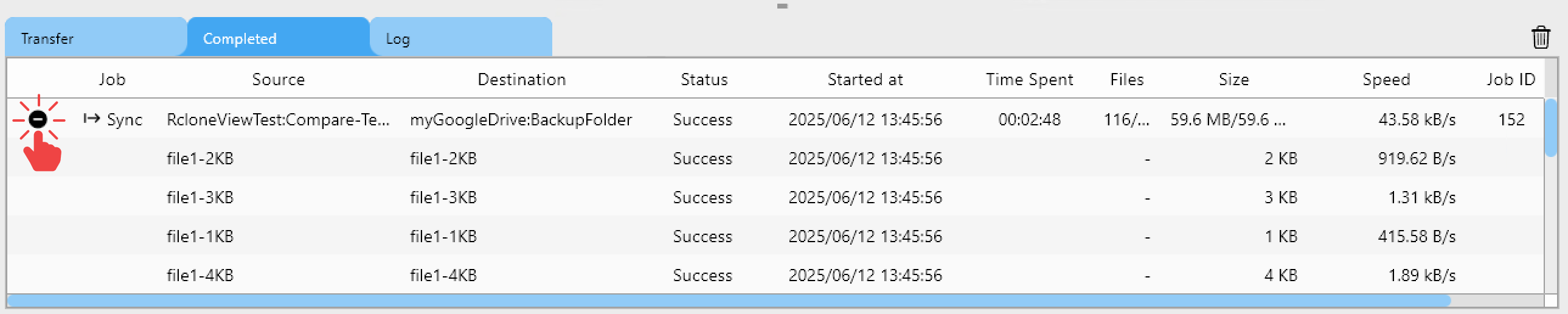 sync completed window