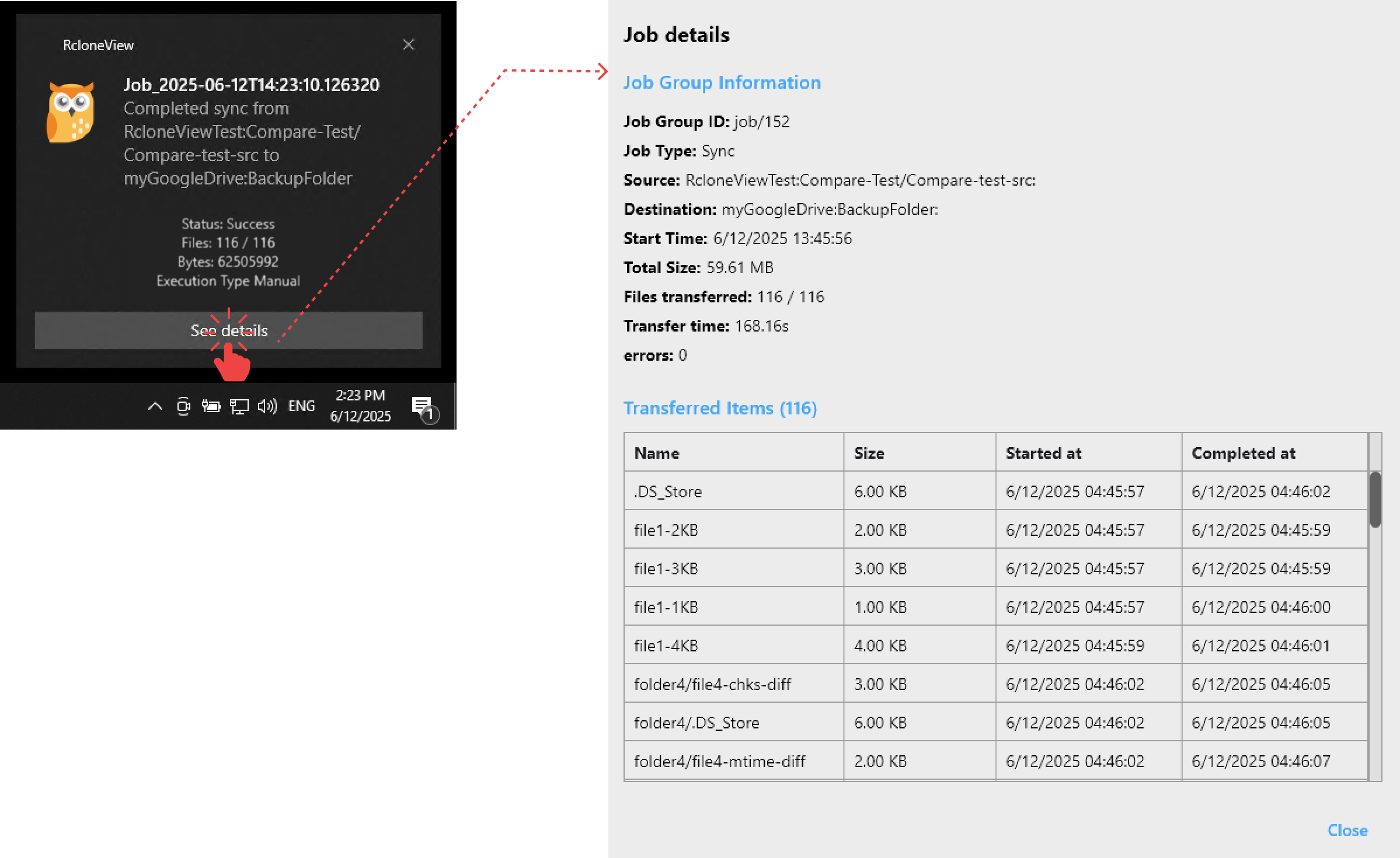 sync completed windows alarm