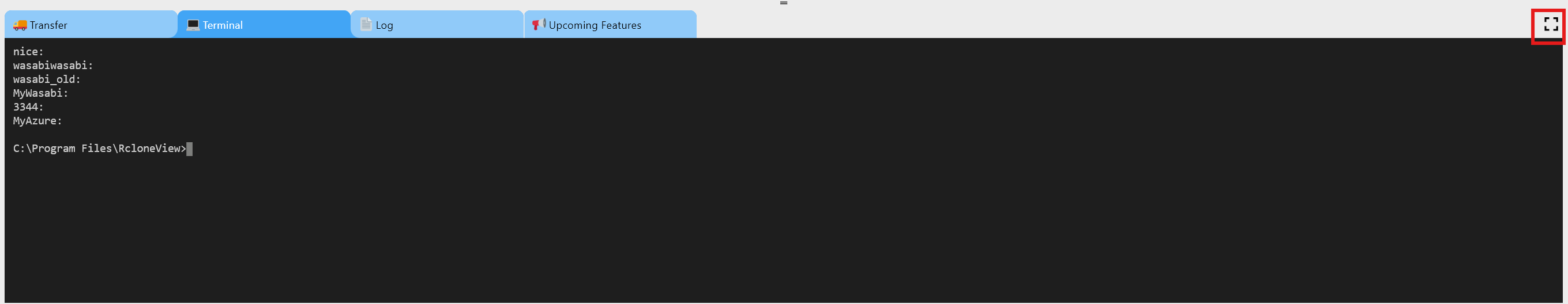 Expanded Terminal view