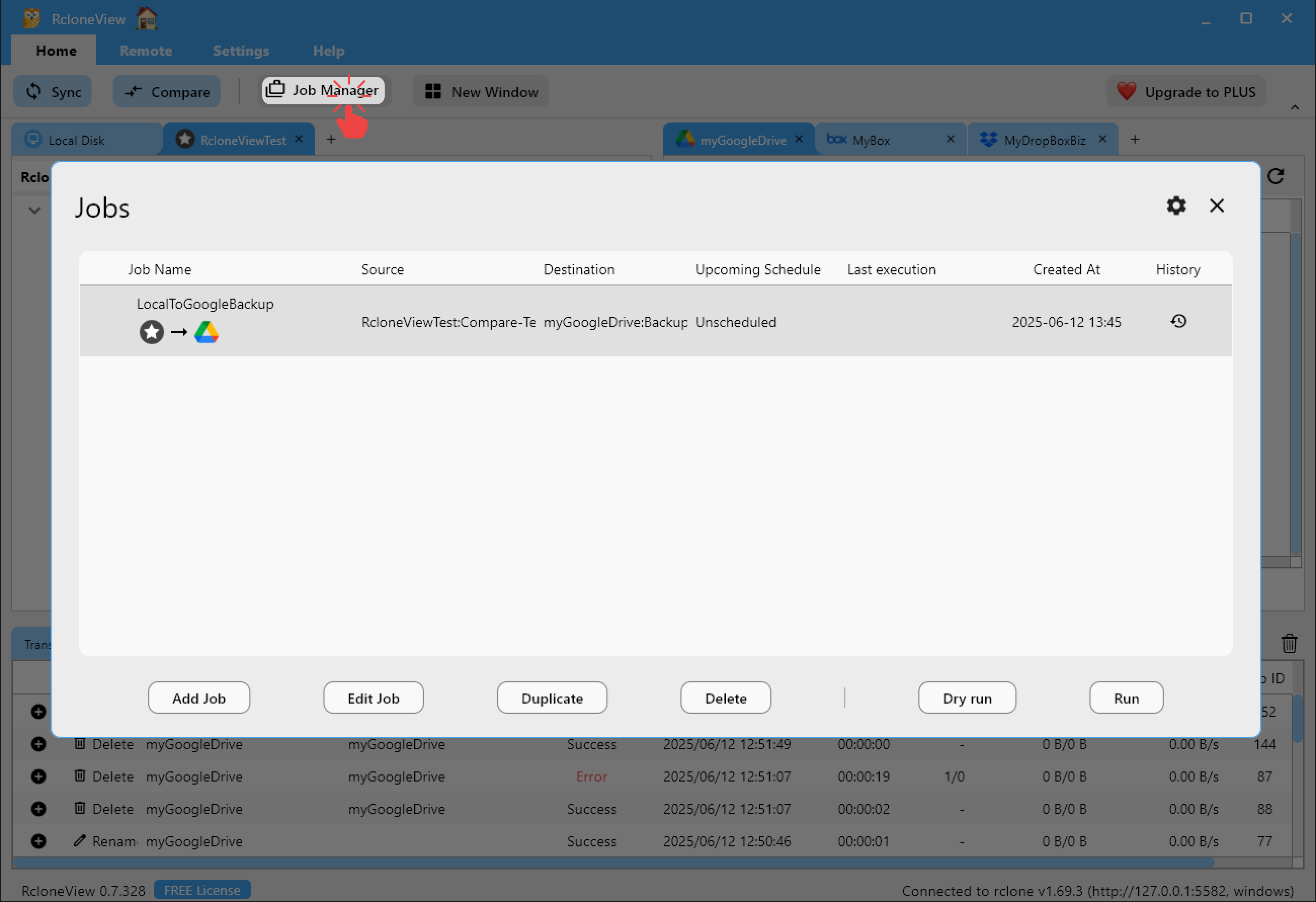 verify job in job manager