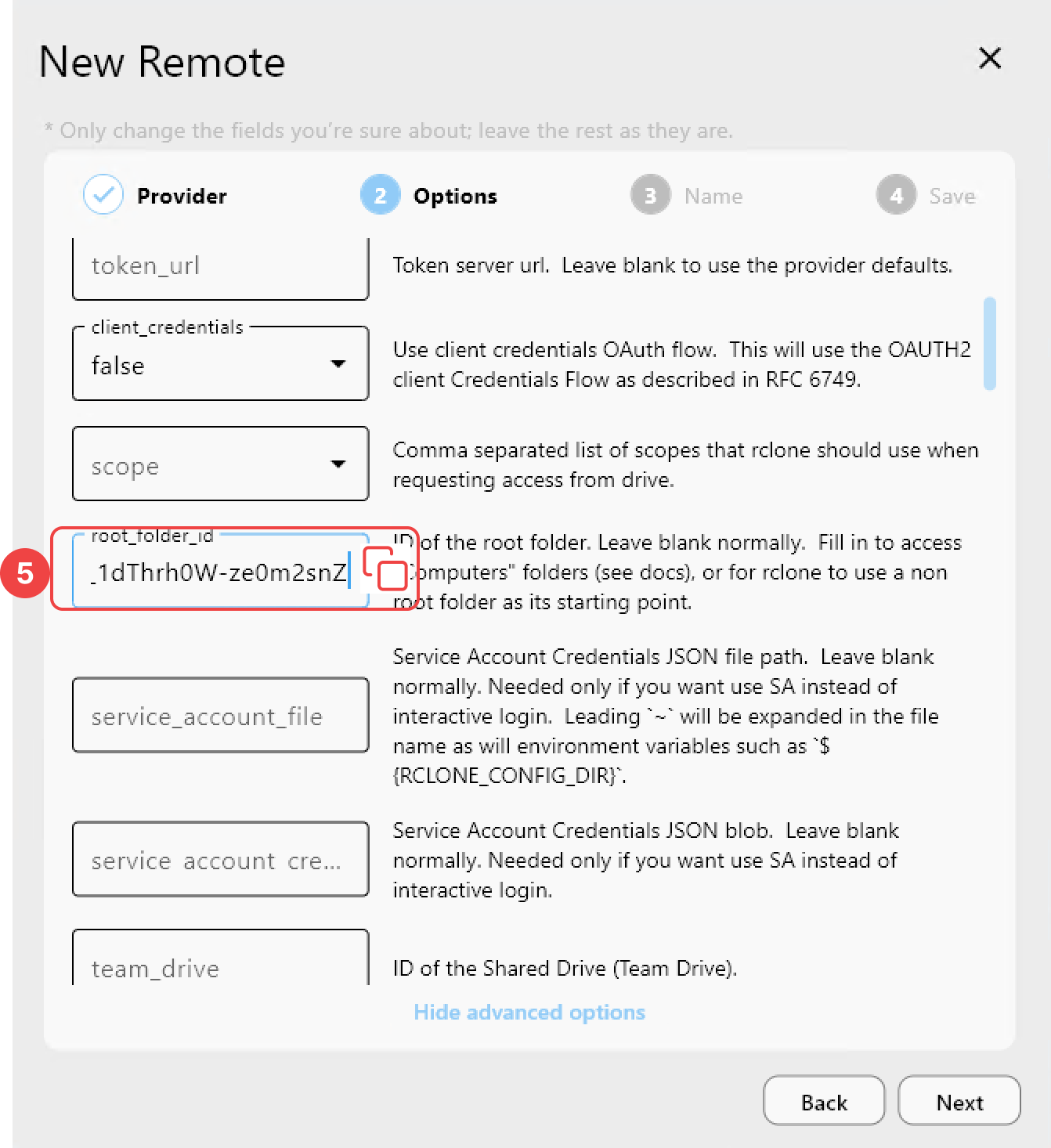 add google drive computers options root folder id