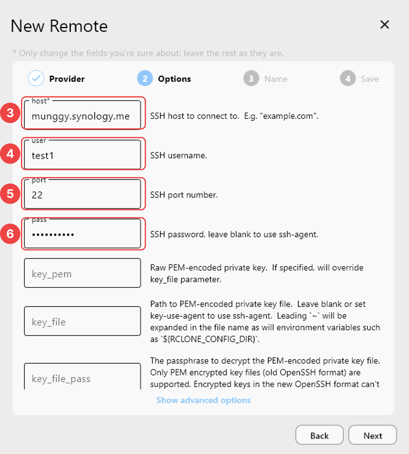 add sftp remote options