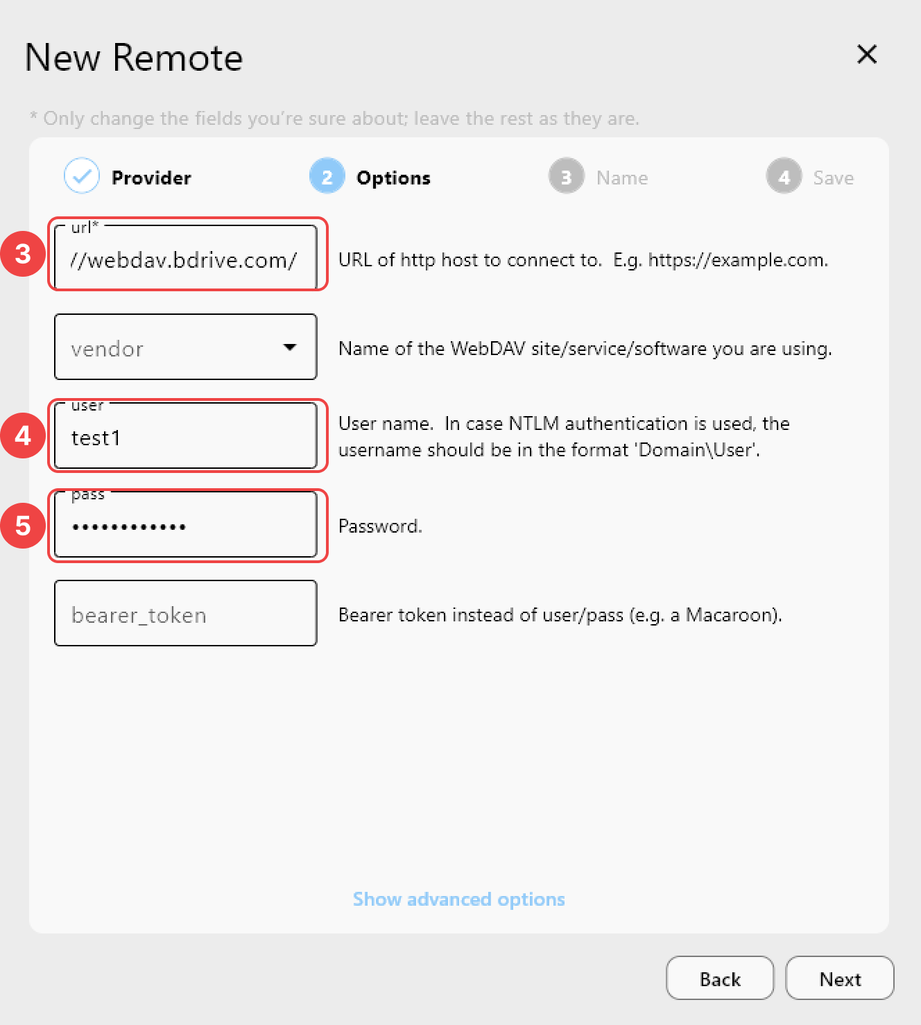 add webdav remote options