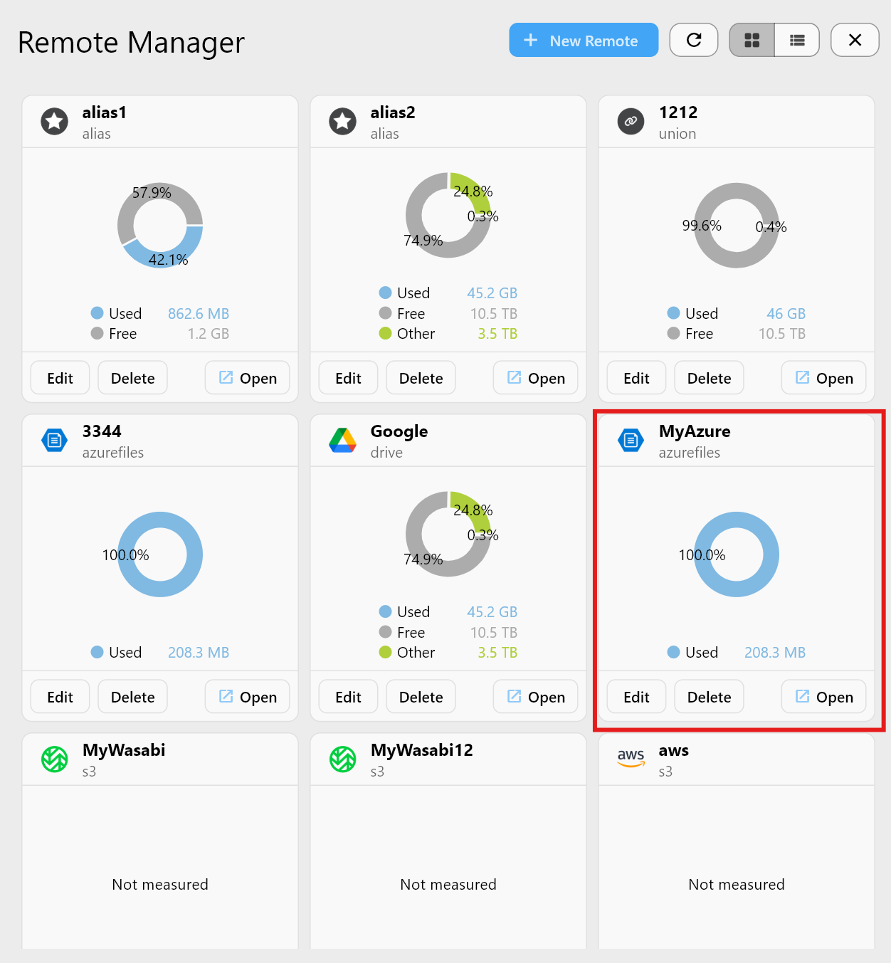 remote manager azure file storage view