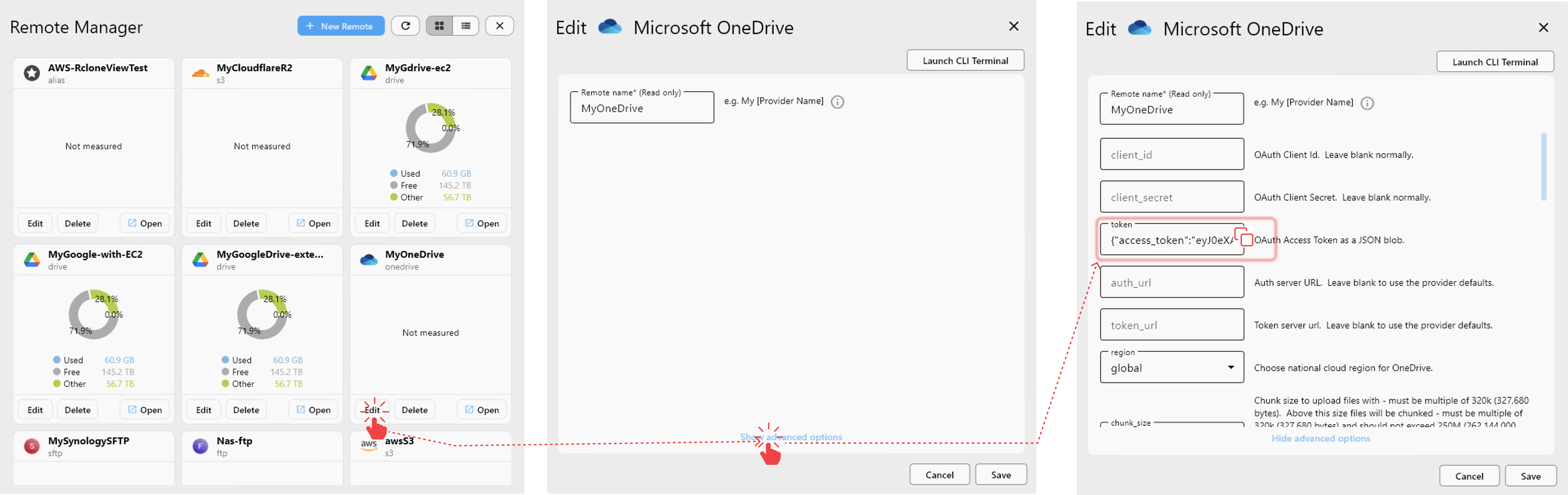 copy onedrive oauth token from embedded rclone