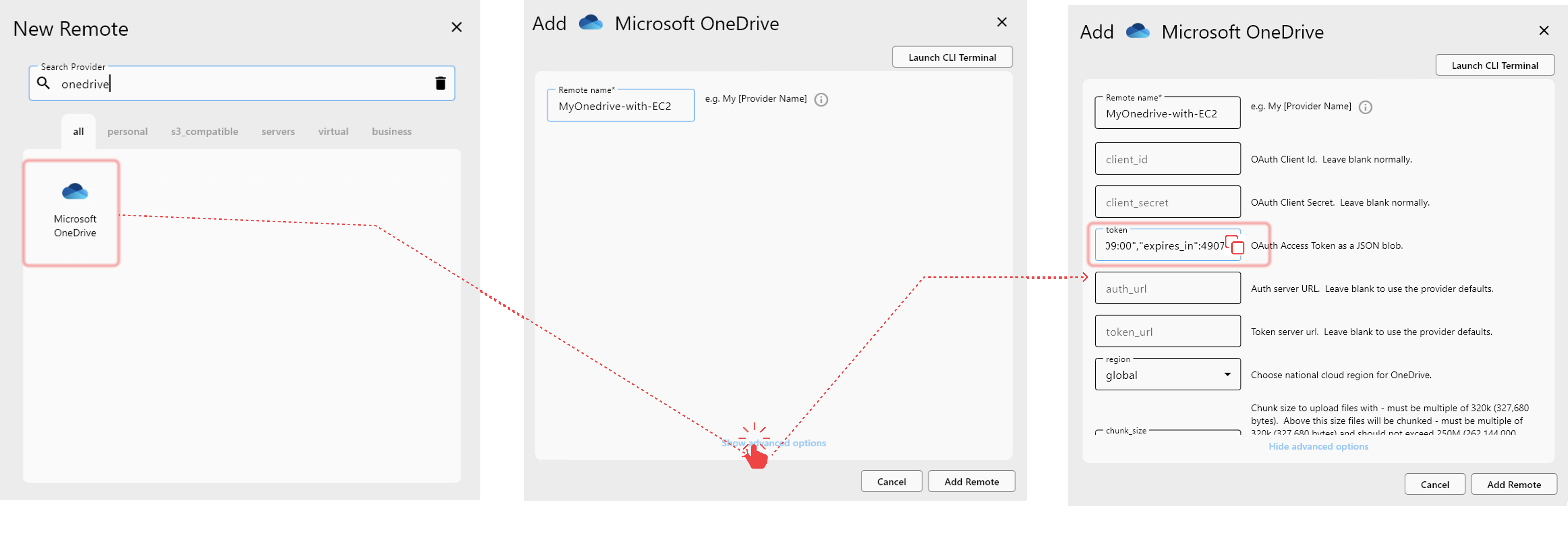 copy onedrive oauth token to external rclone