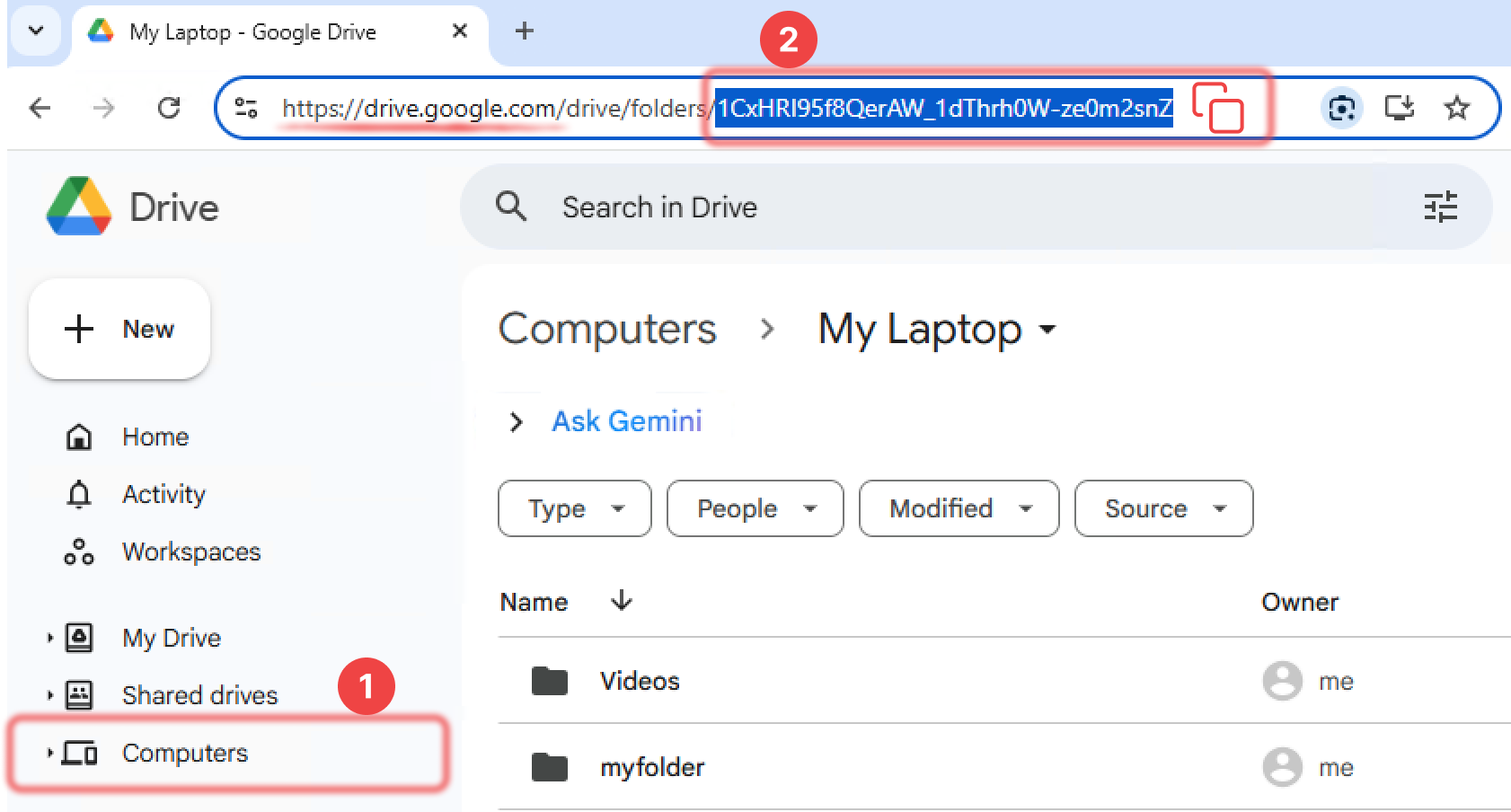 google drive computers id copy