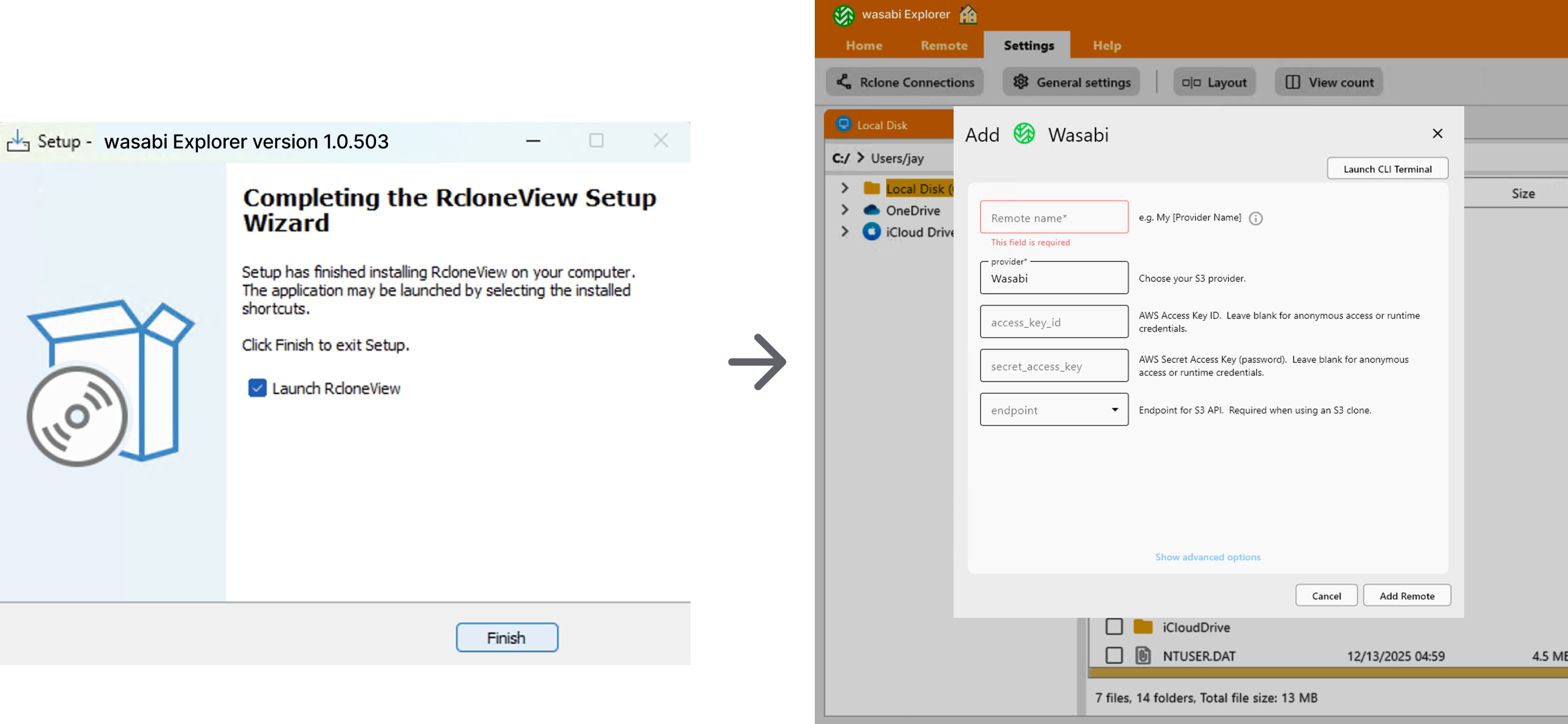 post install wasabi remote wizard
