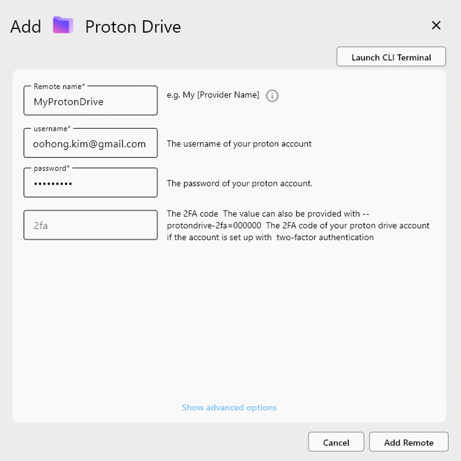 remote configure proton