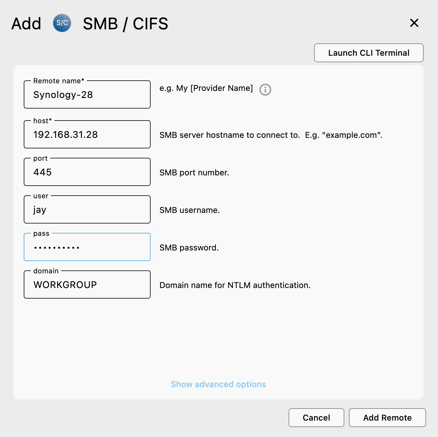 add synology smb remote
