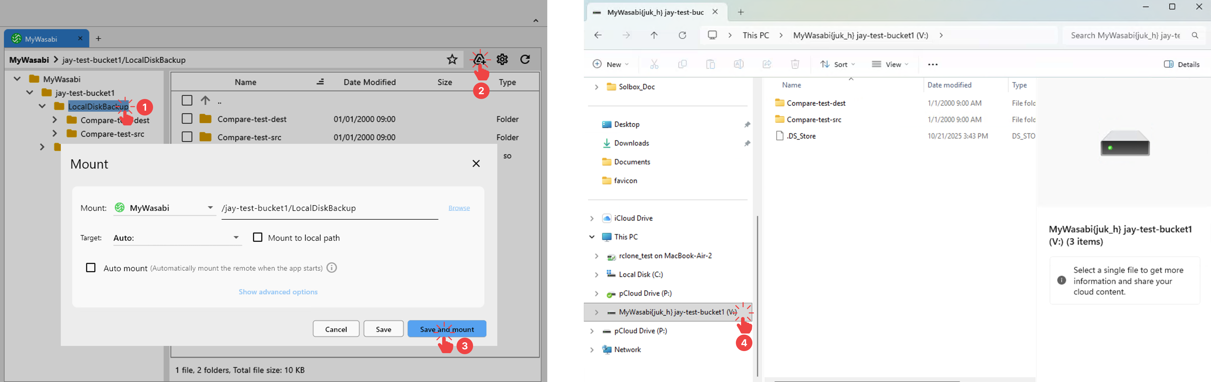 mount wasabi as local drive