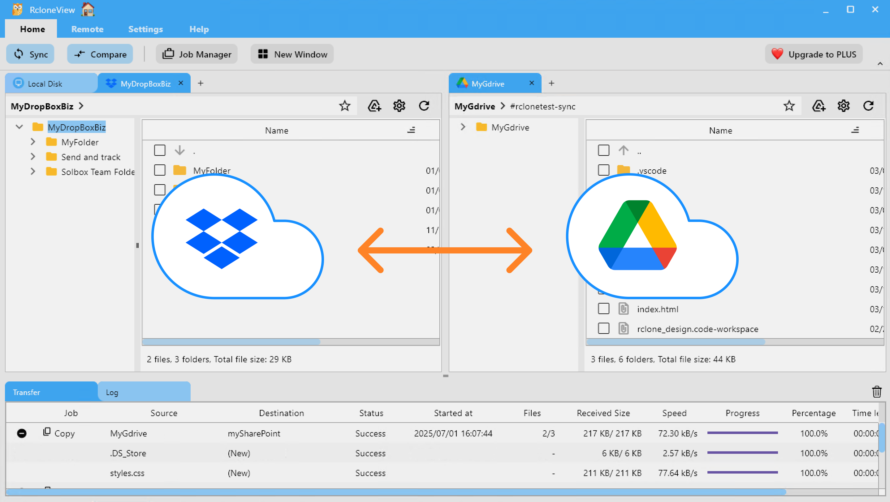 open dropbox and google drive