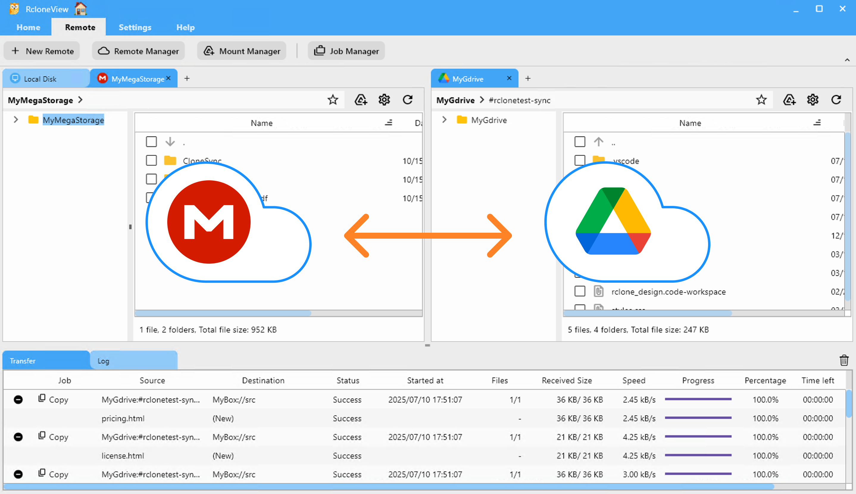 open mega and google drive remotes