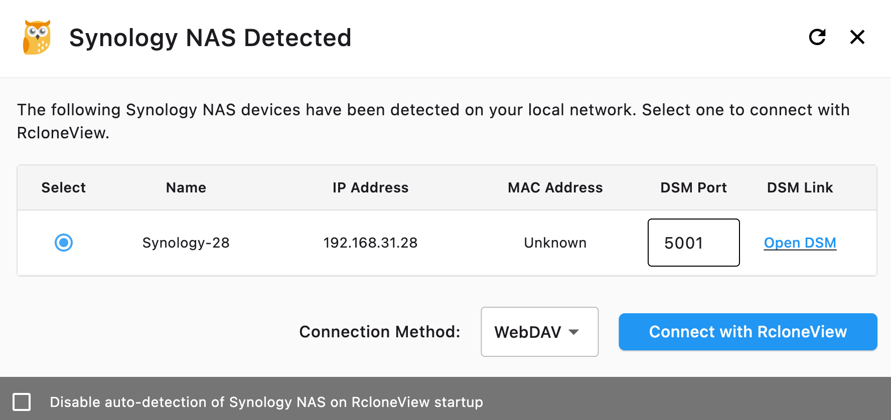 synology nas auto detect