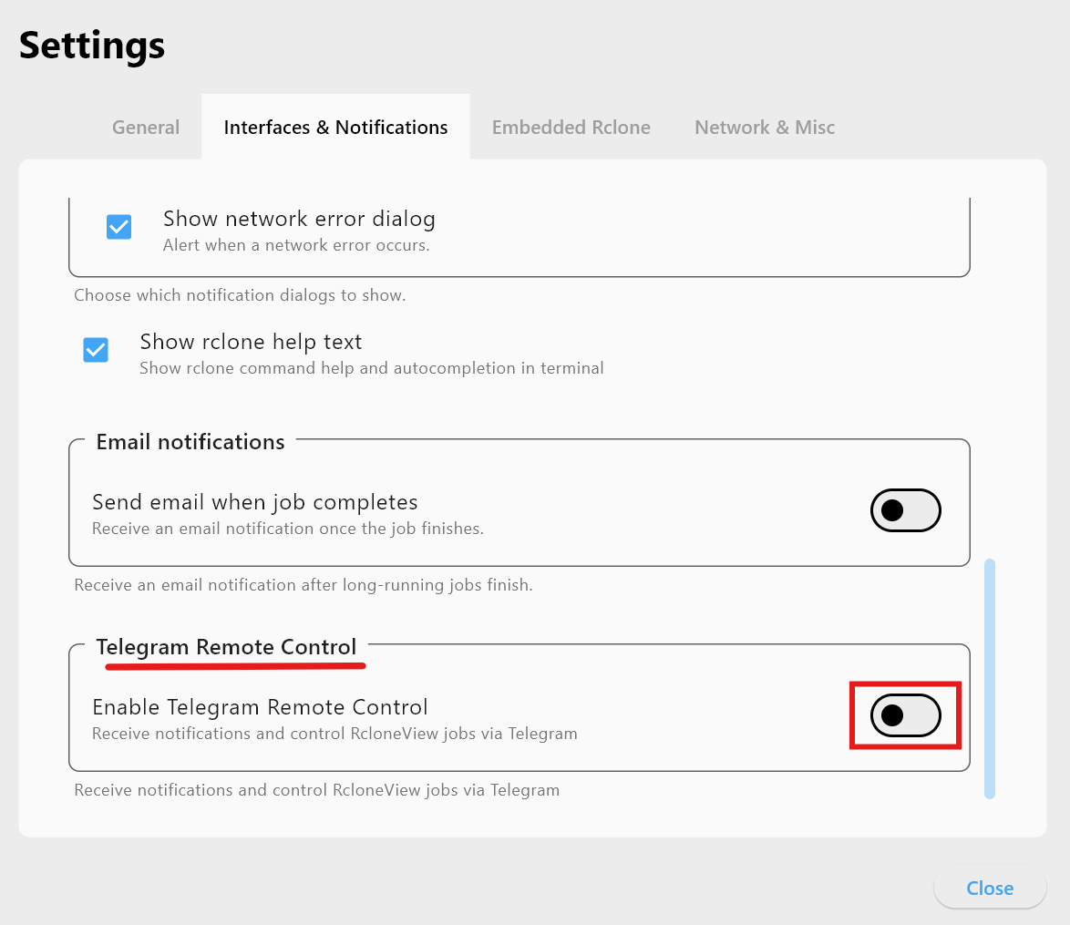 rcloneview telegram enable