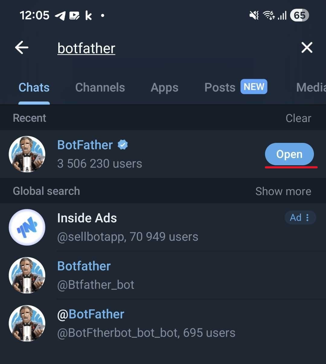 telegram botfather search