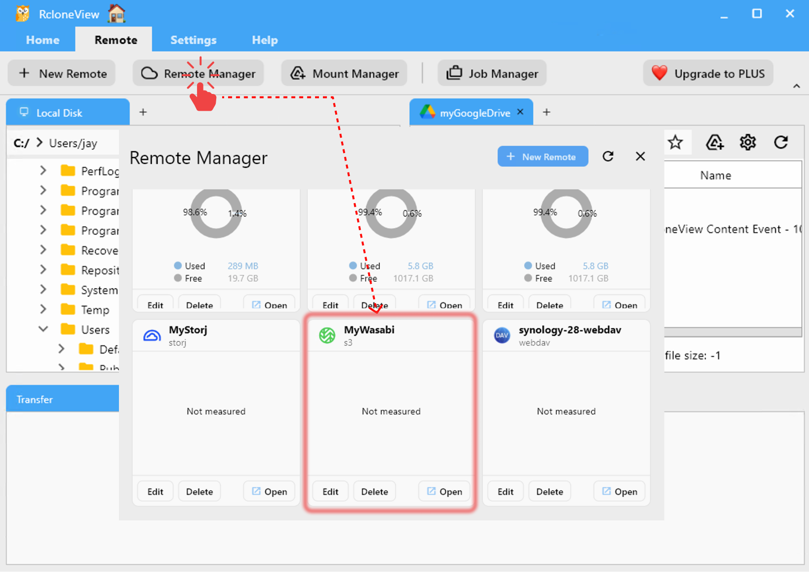 verify wasabi in remote manager
